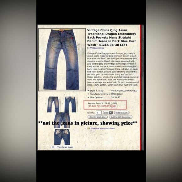 Vintage China Capri Jeans - Size: 31 - Picture 8 of 8